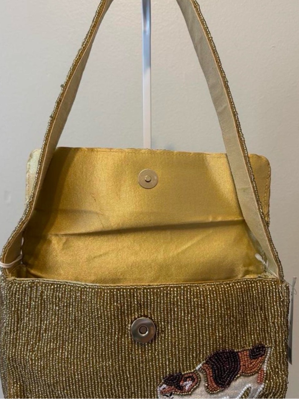 Sol and Mer Gold Beaded Cat & Mouse Shoulder Bag NWT Novelty Purse TJMaxx - Picture 4 of 5